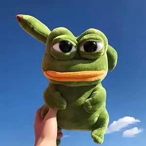 Sad Green Frog Plush Toy, Plastic Eyes Big Eye Pika Frog Stuffed Animal, Cute Ugly Kawaii Plushie, Funny Soft Doll Gift for Girls Best Friend Birthday