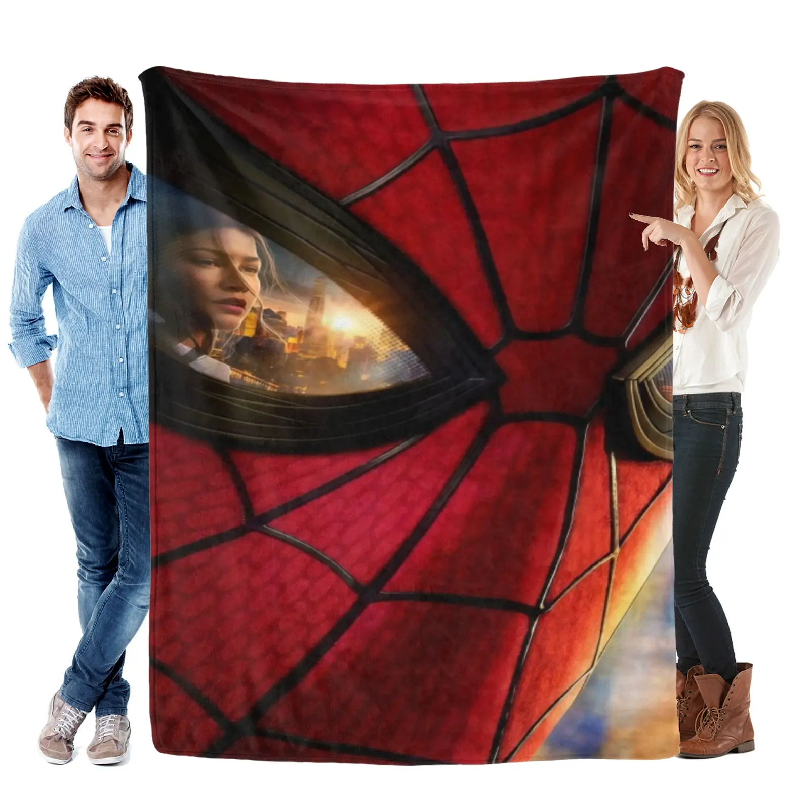 Marvel The Amazing Spider-Man Gwen Stacy Soft Flannel Throw Blanket - Movie Scene Art, Spider Mask Eye Print - For Couch Bed Decor, Ideal Gift for Comic Movie Lovers