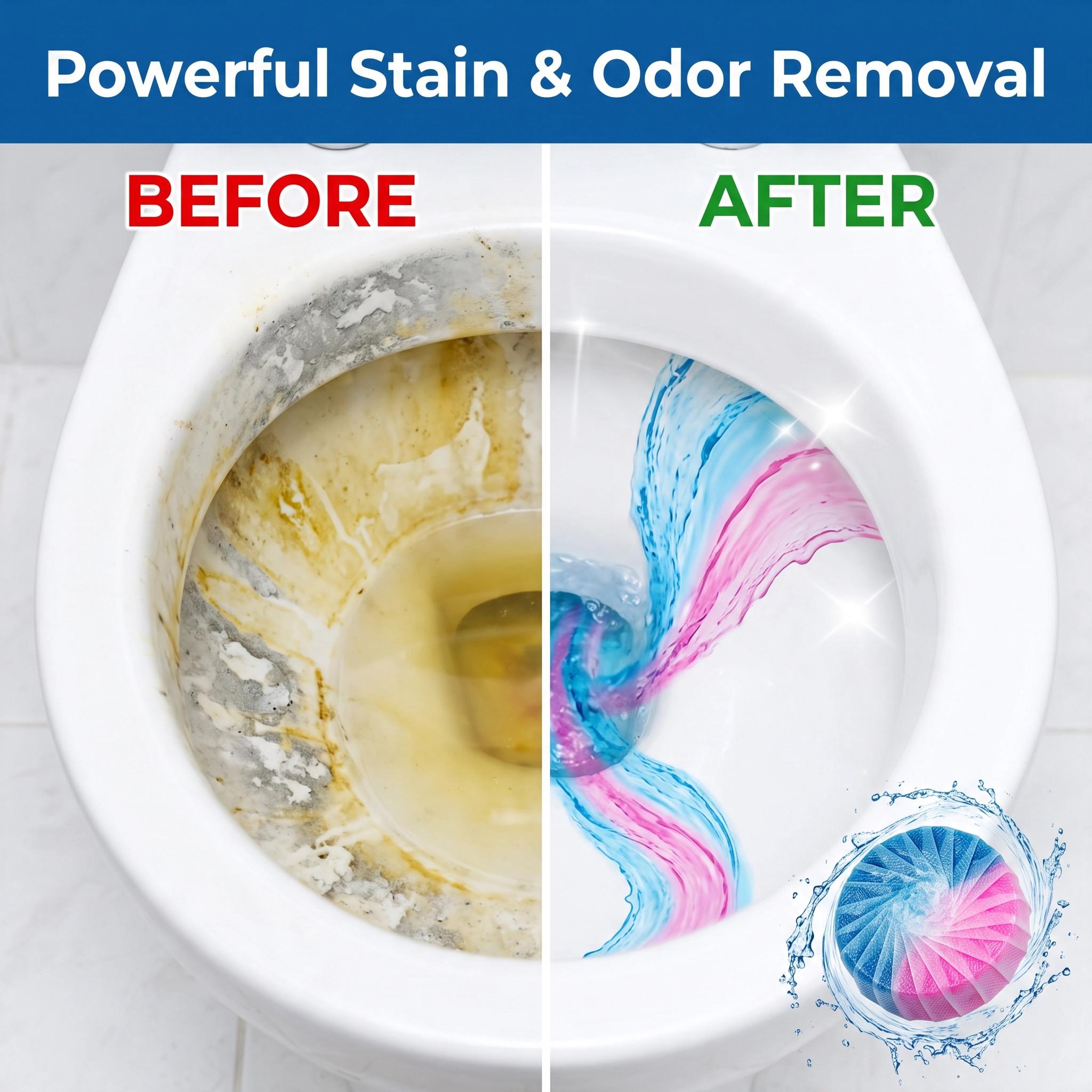 Septic-Safe Household Cleaning Toilet Drop-In Tablets, Continuous Clean Automatic Blue Bowl Cleaner, Removes Hard Water Minerals & Limescale, Offers Stain & Odor Protection (30 Pack)