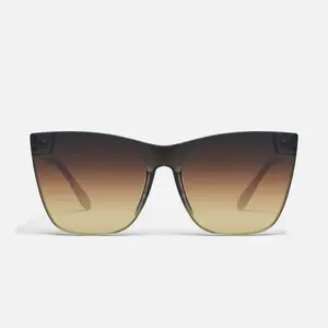 COME THRU Cat Eye Sunglasses - Flirty & Feminine Oversized Frame with One Piece Lens & Built-in Nose Pads - Flat Style