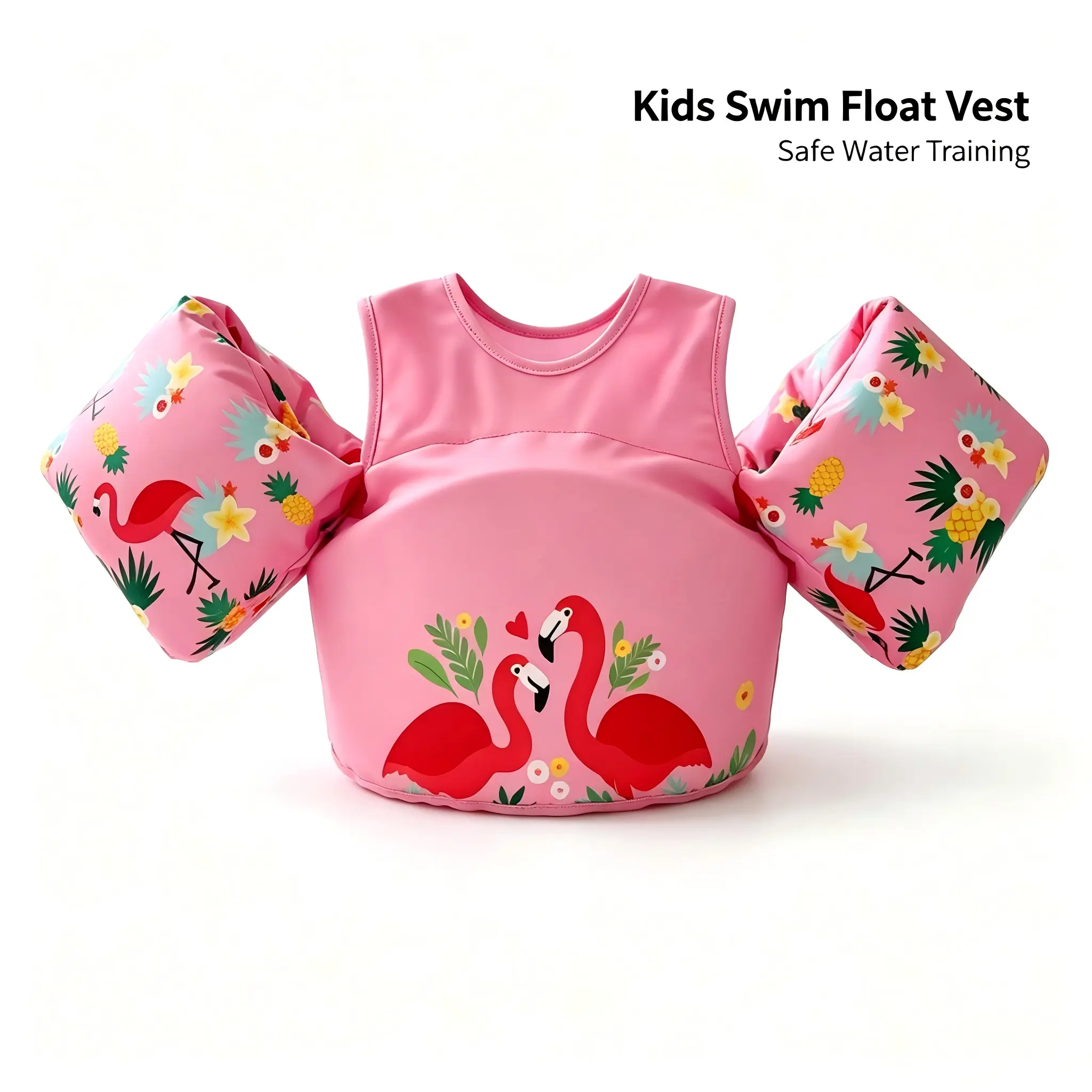 Cute Flamingo Kids Swim Float Vest Toddler Pool Buoyancy Aid with Arm Floaties