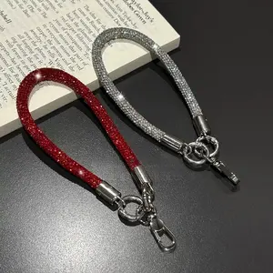 Mobile phone chain, Phone strap, lanyard, durable pendant, full diamond, rhinestone lanyard, high-grade metal lanyard gasket, diamond-encrusted hand rope, women's wristband, bracelet case