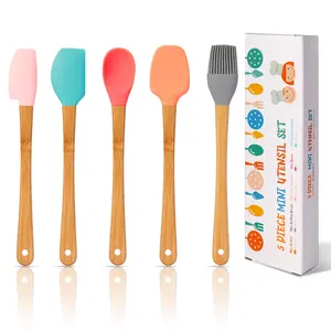 Silicone Small Spatulas Set of 5, Small Rubber Spatulas for Scraping, Cooking, Baking and Mixing for Kitchen Use