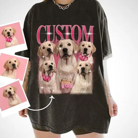 Custom Your Pet T-Shirt, Personalized Pet T-Shirt, Vintage Custom Dog Shirt, Custom Photo Shirt, Pet Photo Shirt, Ideal for Pet Lovers, HL135