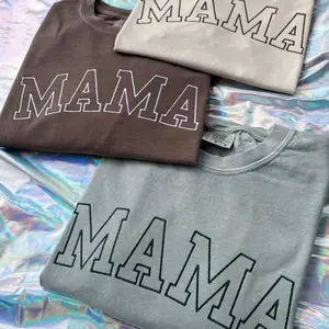 Embroidered Varsity Style MAMA Short Sleeve Tee