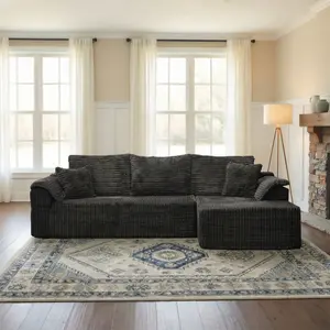 132-inch L-shaped Modular Sofa Modern Living Room Design Comfortable No Assembly Required Popular Non-rigid Combination Pillow Soft Holiday Furniture