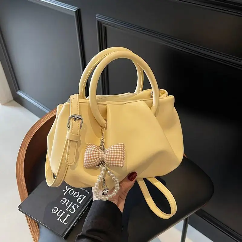 Newly designed niche-style handbag - French pleated cloud-shaped bag - Women's fashionable soft leather crossbody bag - Solid color crossbody bag