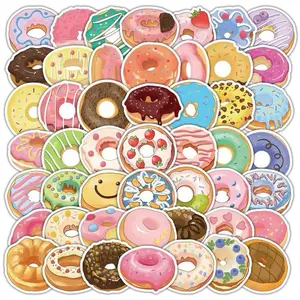 Cute Donut Stickers for Kids Girls 50PCS Doughnut Waterproof Vinyl Stickers for Water Bottles Laptop Phone Scrapbook Sweet Snack Decals for Donut Lovers Party Supplies Cellphone Smartphone Space Screen Protector Durable Casing
