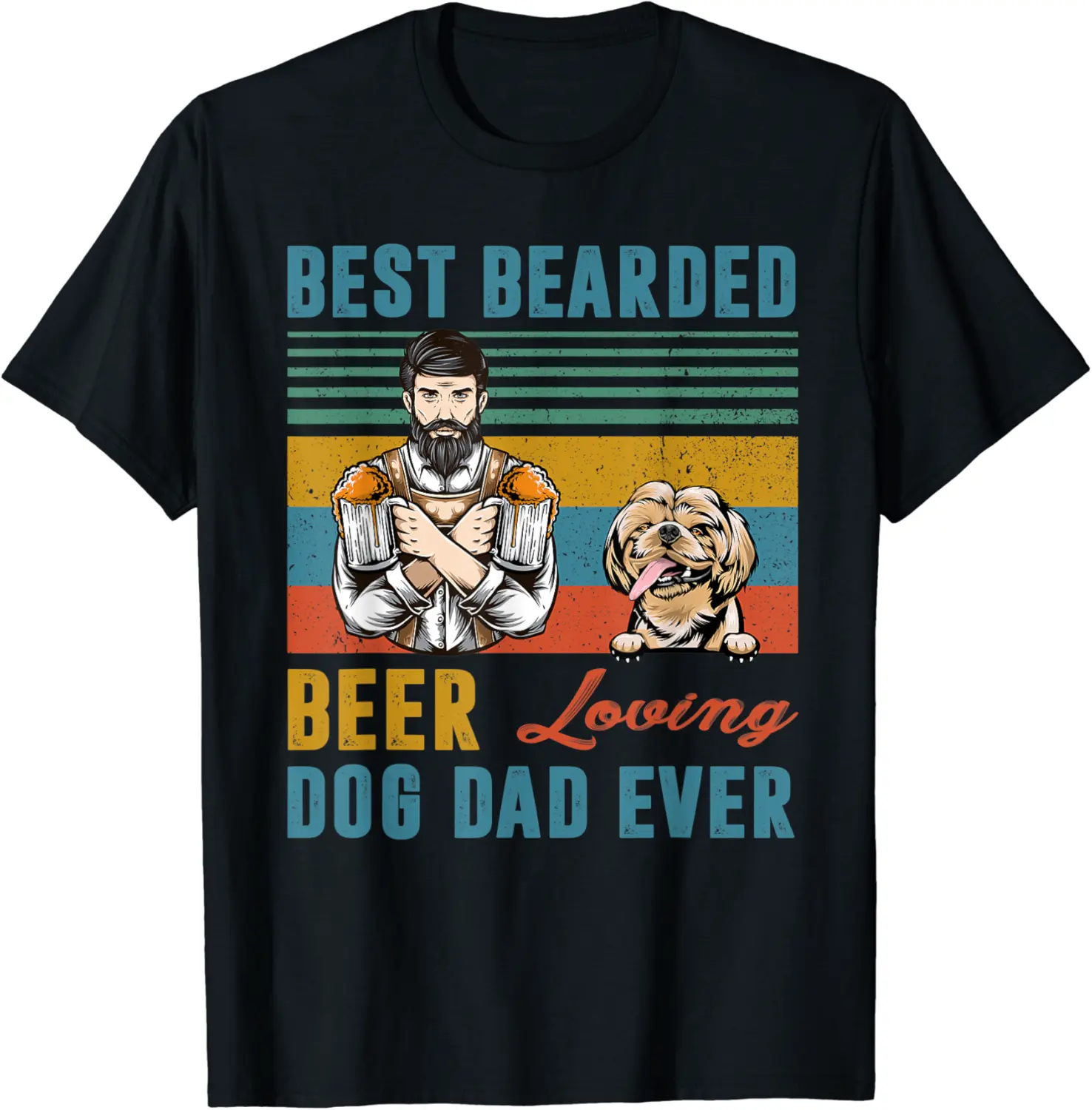 Best Bearded Beer Loving Dog Dad Shih Tzu Pet Personalized T-Shirt - Mohamedab Shop 35B09B97GR7L