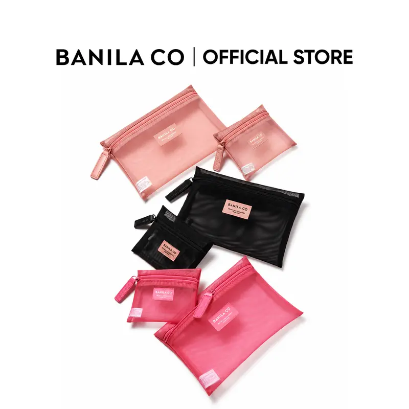BANILA CO Mesh Travel Pouch | Travel Essentials Makeup Organizer Toiletry Bag, Transparent Mesh Portable Storage Large Capacity Cosmetic Pouch for Women & Men, TSA Approved Lightweight Hygiene Kit Medicine Toiletries Pouch for Daily Use & Vacation