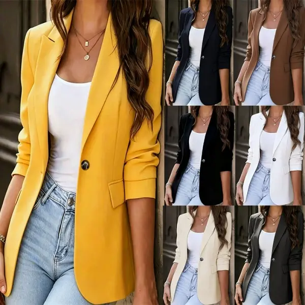 Women's New Casual Blazer Solid Color Slim Fit Elegant Suit Jacket