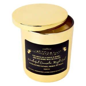 Frankincense and Myrrh Scented Soy Wax Candle For unto us a child is born