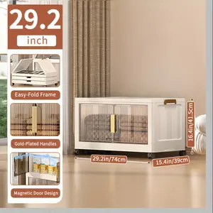 Naviconvex Foldable Storage Cabinet – 29.2in Single Tier Organizer with Wheels & Door | Stackable, Space-Saving, Clearance Sale at Loss Price!