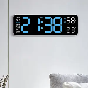 LED digital alarm clock, featuring temperature, date, day of the week, countdown, 12/24 hour mode, voice control. A modern LED clock with an easy-to-read LED screen, a compact design of 6.89", suitable for home office decoration.