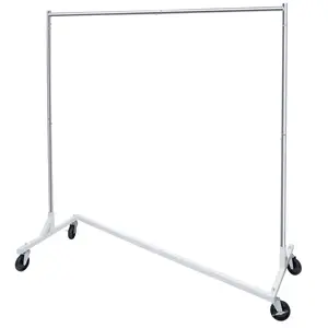 Zeny Heavy-Duty Mild Steel Rolling Clothes Rack - Chrome Finish, 220 lbs Capacity, Rolling Wheels, Buckle Assembly, Multifunctional Silver Laundry Garment Rack with Accessories