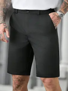 Summer Suit Shorts, Tailored Straight Leg, Anti-Wrinkle, Mid-High Waist, Conceals Flaws, Perfect for Commuting and Shopping