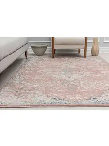 212 MAIN Power-Loomed Vintage Soft Touch Indoor Area Rug, RA29096 Harper HY50B Amaranth Transitional Pink Polypropylene Rug, 2 ft. 6 in. x 12 ft.