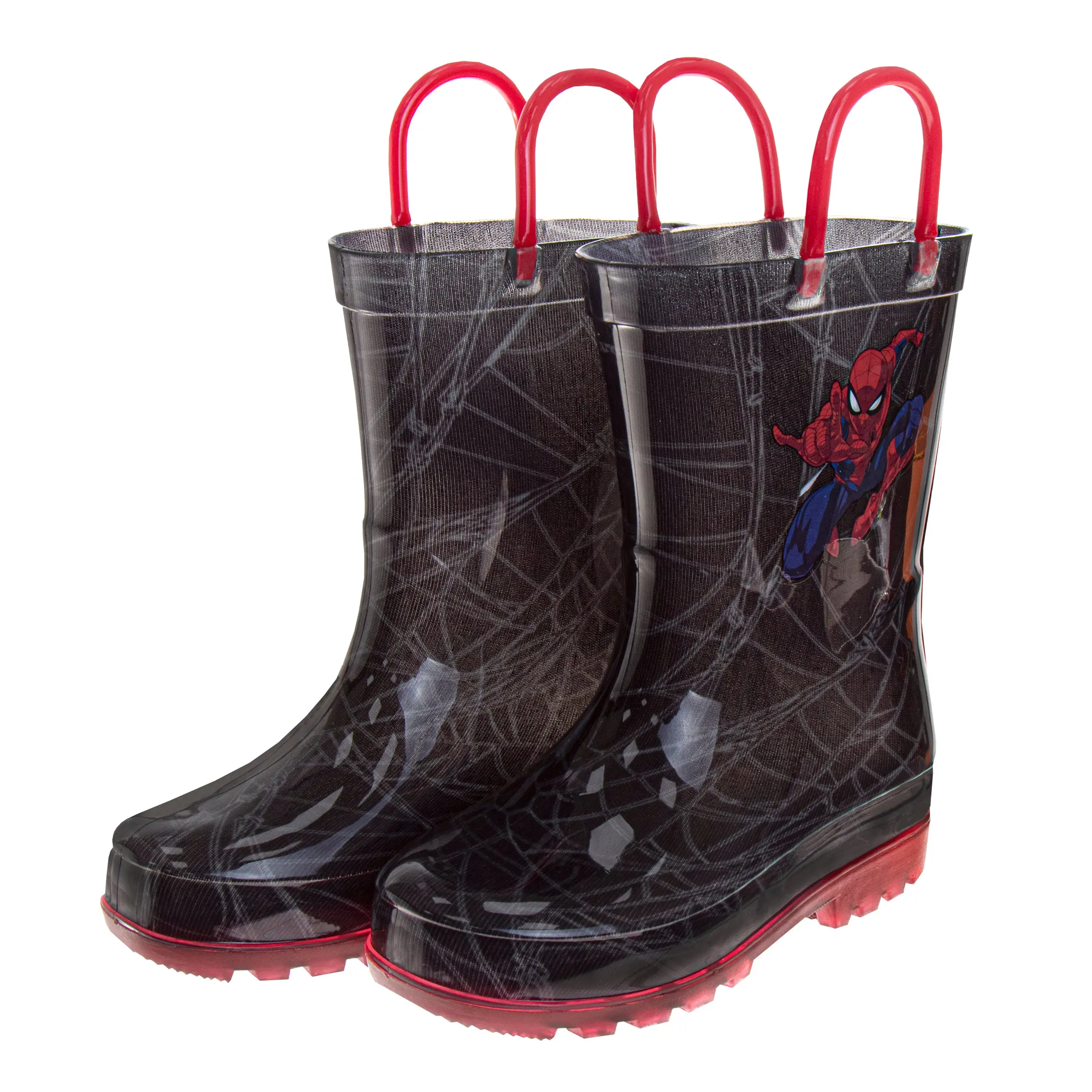 Josmo Toddler Boys' Spider-Man Character Rainboots, Waterproof Rubber Slip On Superhero Shoes for Rainy Days, Rainboots For Toddlers, Size 11-12
