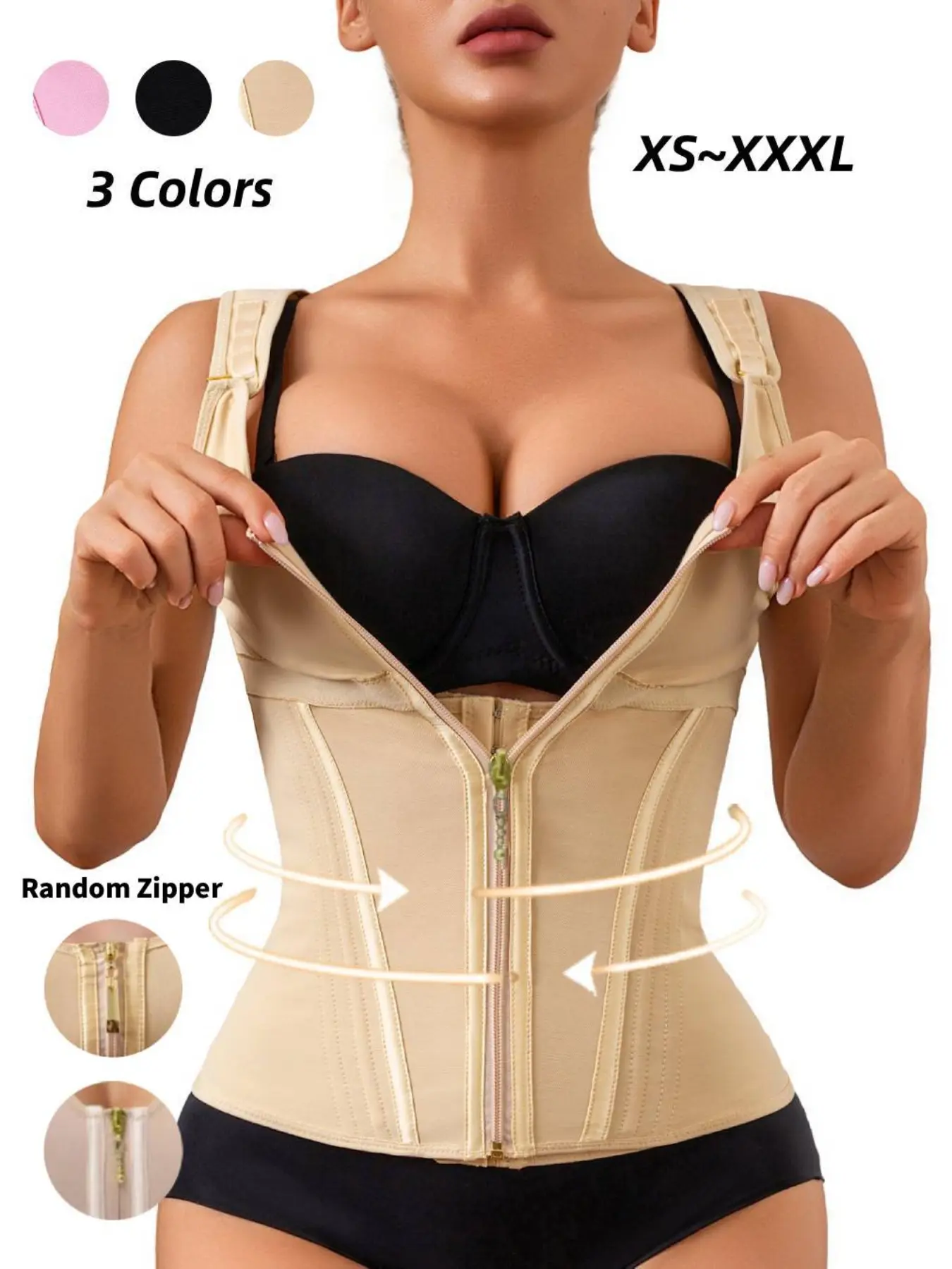 Women's Waist Training Shapewear Top, Waist Cincher Shaper with Adjustable Straps, Underwire Support, Abdominal Compression, Daily Wear Fitness Apparel