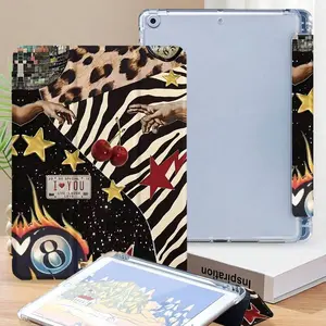 Stylish Patchwork Tablet Case Compatible with iPad 10th Gen, iPad 9/8/7, iPad Air 5/4, iPad Pro 11 Inch, Zebra Leopard Star Design, Tablet Cover