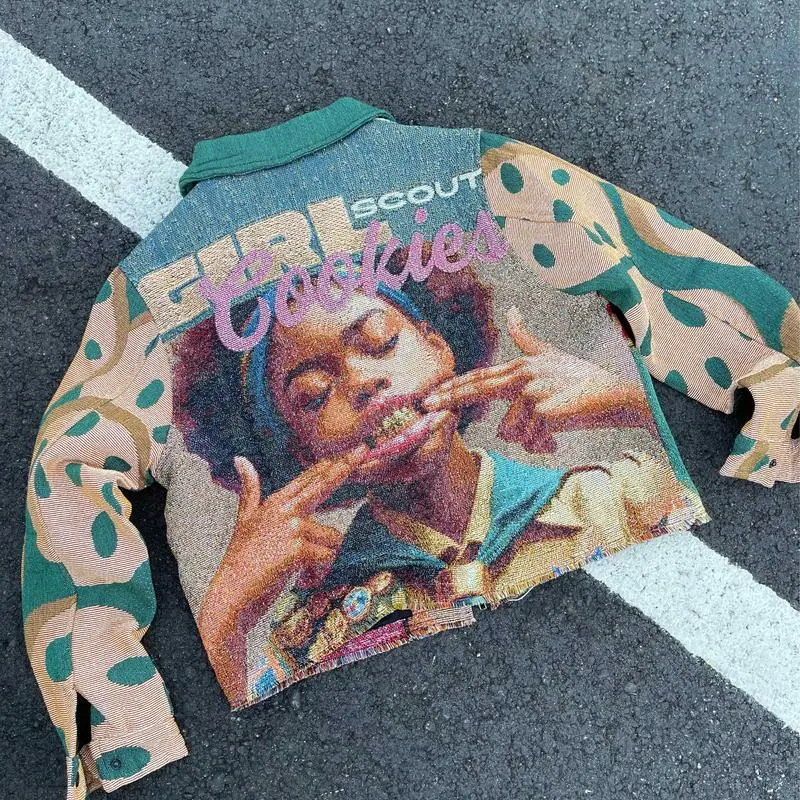 Sizx Men's Handmade Girl Scout Cookies Tapestry Jacket Coats