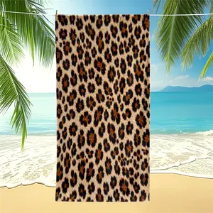 1Pcs Vintage Leopard Print Quick Dry Beach Towel, Lightweight Absorbent Sand Free, Portable Durable, Multi-Use Towel for Vacation, Swimming, Beach And Camping