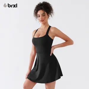 BRXL Backless Sleeveless Criss Cross Active Dresses for Women- Easy Peezy, Dresses with pockets for Yoga Workout Running, Women's Sports & Outdoor Clothing #Summer #Outdoorfun