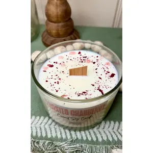Frosted Cranberry | 17oz Crystal Botanical Candle with Rose Quartz & Rose Petals