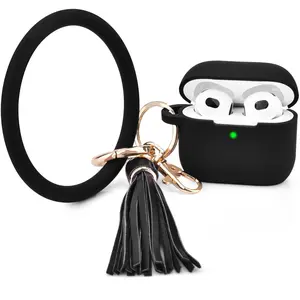 Durable Silicone Protection Cover Accessory for Apple Airpods 3 with Keychain