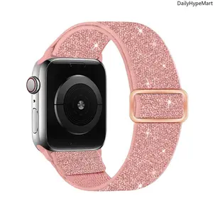 Shiny Glitter Braided Watch Band - Adjustable Nylon Strap for 38-49mm Apple Watch, Fashion Accessories, Stylish Tech Accessories