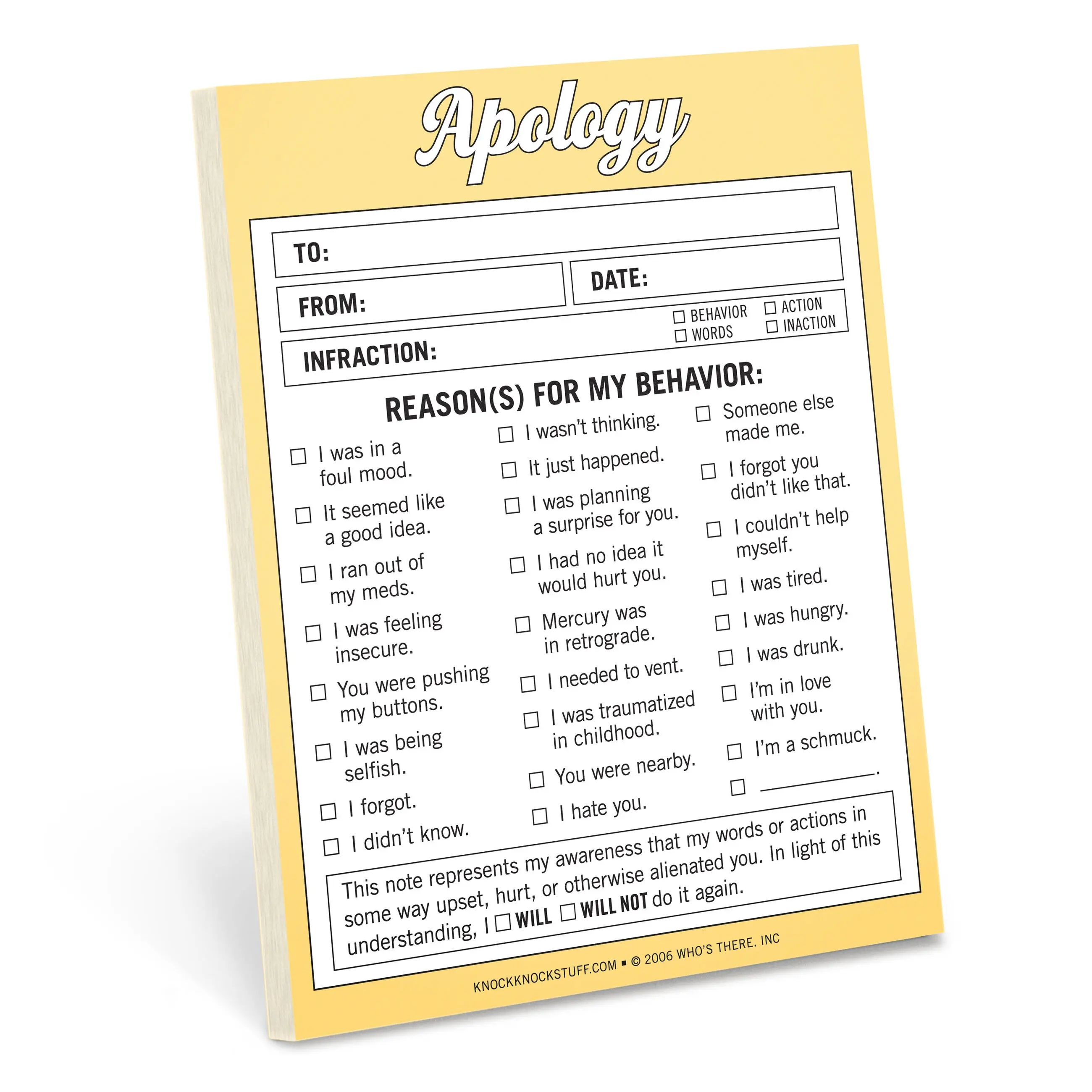 Apology Nifty Note Pad