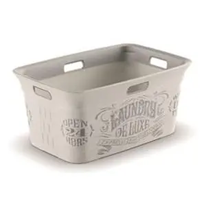 212 MAIN Heavy Duty Plastic Laundry Basket Organiser - Reinforced Rim, Stylish Design, 2.168 cu. ft. Gray & White Stacking Baskets (Case of 4) for Base Cabinet Organization, Compact Spaces (KIS 6405179)