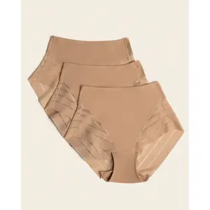 SmartLace 3-Pack Stripe Undetectable Lace Classic Shaper Panty - Seamless Shapewear Panty Compression Basic Minimalist Style Women's Shaper Bundle Underwear Sets Sheer