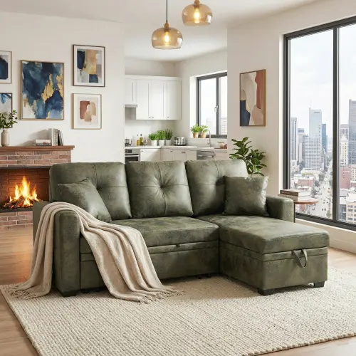 Olive Green + Wood+Fabric + Foam
