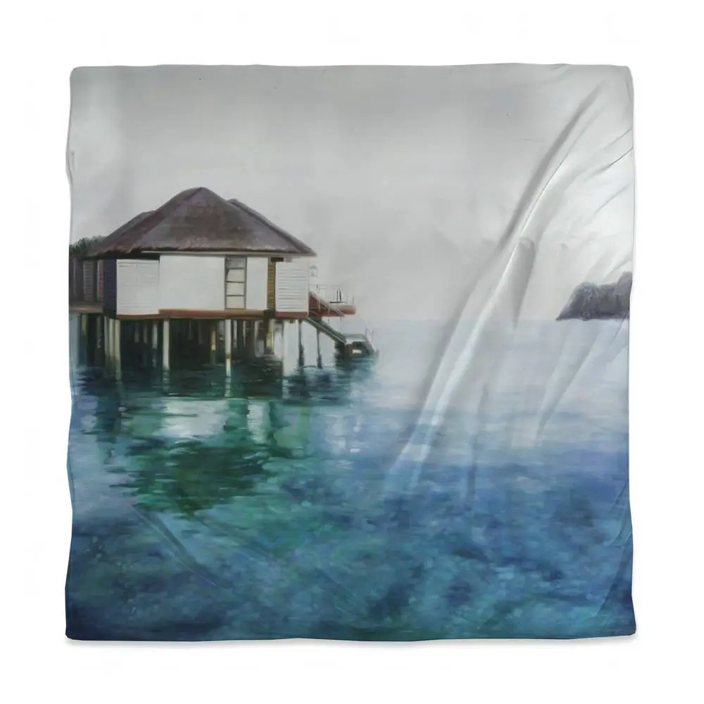Begin Home Decor 3817-SWCQ-CO142 Turquoise Coastal Queen Size Duvet Cover - Dream Travel Home Decor