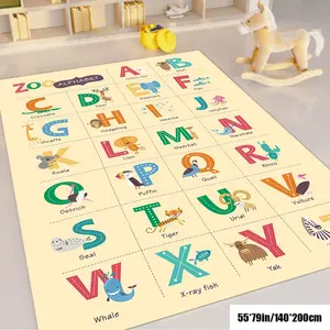 Cartoon Pattern Alphabet Rug, 1 Count Colorful Non-slip Soft Floor Mat, Educational Learning Area Rug for Home Living Room Bedroom
