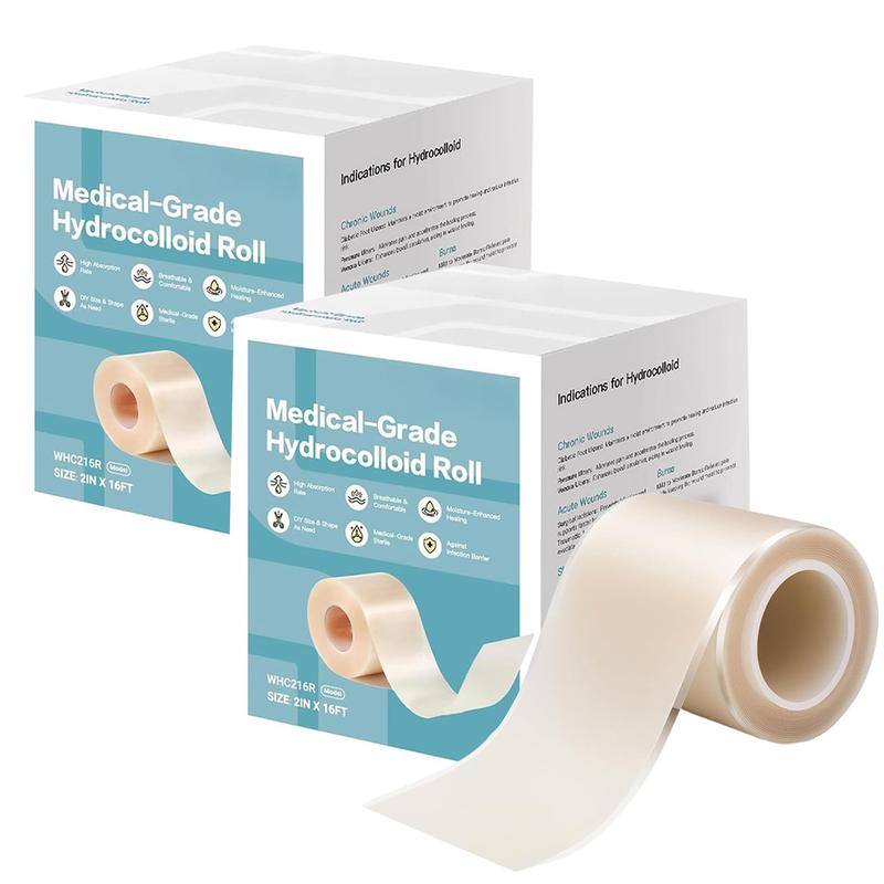 Upadated hydrocolloid Bandages,2in*12ft Hydrocolloid Roll for Wound Care,Medical-Grade Hydrocolloid Patch Bandages with Self-Adhesive, Flexible & Waterproof DIY Size & Shape (2in*12ft)
