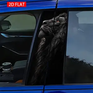 2 Sets Black Lion Style Car B Pillar Stickers, Easy Peel Off, Sunscreen Waterproof Scratch-Resistant, Suitable for All Models, Car Decals, Car Exterior Decorative Stickers