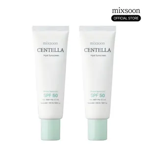 [mixsoon Official] Centella Hyal Sunscreen Duo SPF50 PA++++ - Non-Sticky, No White Cast, Lightweight, Smooth, Hydrating Daily UV Protection Moisturizer for Sensitive Skin