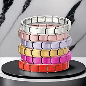 New 2026 Italian Charm Bracelets For Woman Men Daily Party Holiday Gift Stainless Steel Bangle on Hand Colorful DIY Making Jewelry Gift for love