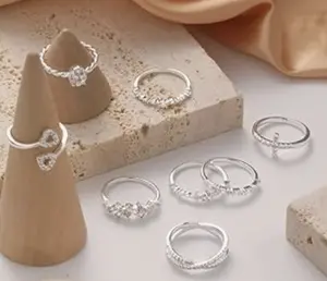 Silver/Gold Variety Rings 5 PCS/10PCA - Assorted Designs with Unique Stones and Decorative Elements
