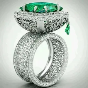 Women's 2026 Square Green Cubic Zirconia Alloy Rings - Gorgeous Hollow Pattern, Alternative Artistic Square Rings, New Trendy Wedding Gift Fashion Costume Jewelry Accessories