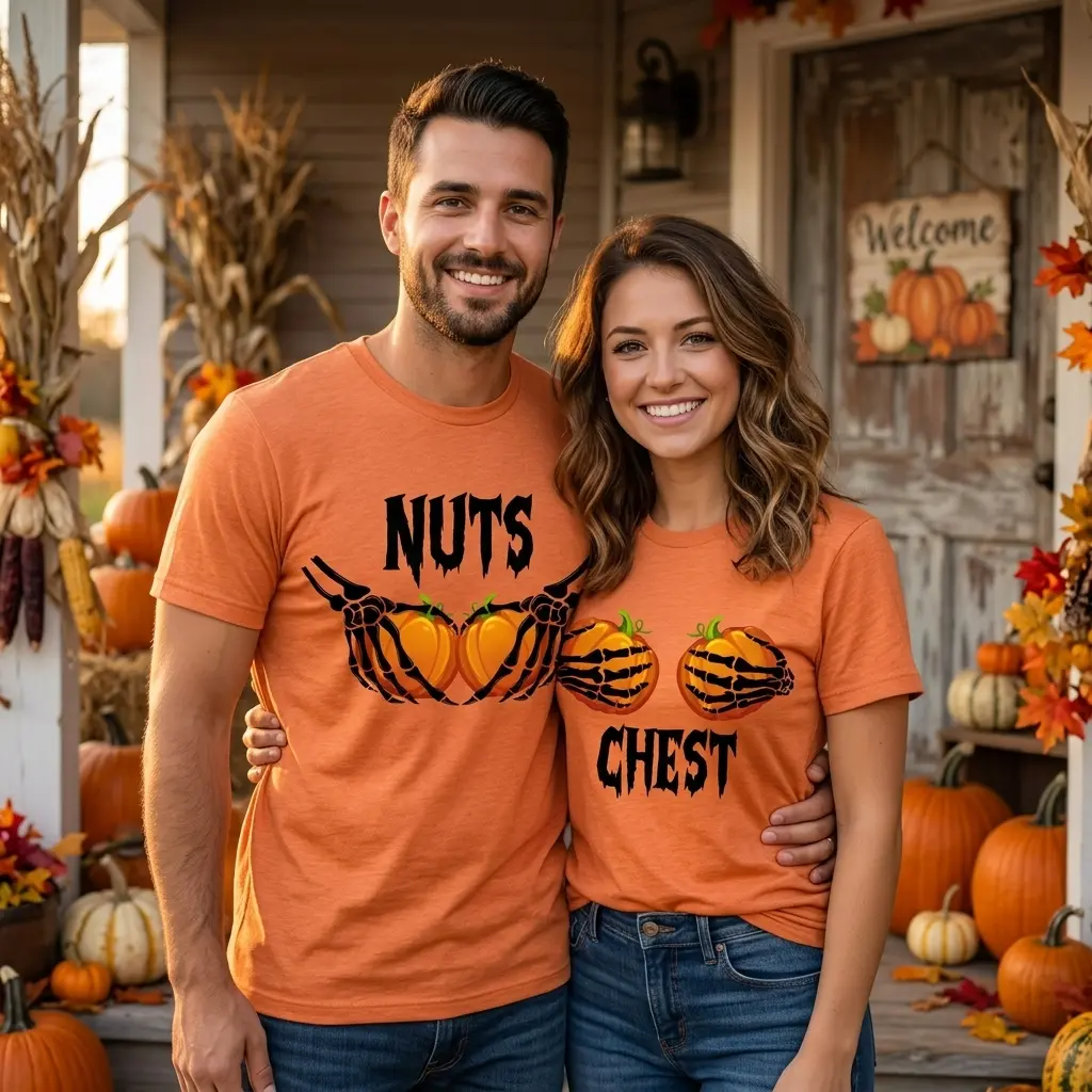 Halloween Chest Nuts Shirt, Funny Couples Matching Halloween T-Shirt, Spooky Couple Graphic Tee, Cute Halloween Date Night Outfit, Halloween Gift for Couples