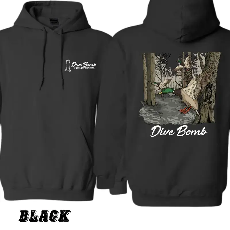 Dive Bomb Industries Duck Hunting Hoodie Waterfowl Graphic Hoodie Hunting Scene Hoodie Outdoor Hunter Gift Unisex Pullover Casual Wear