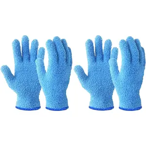 Microfiber Dusting Gloves, Dusting Cleaning Glove for , Blinds, Lamps and Small Hard to Reach Corners, 2 Pairs (Blue S/M)