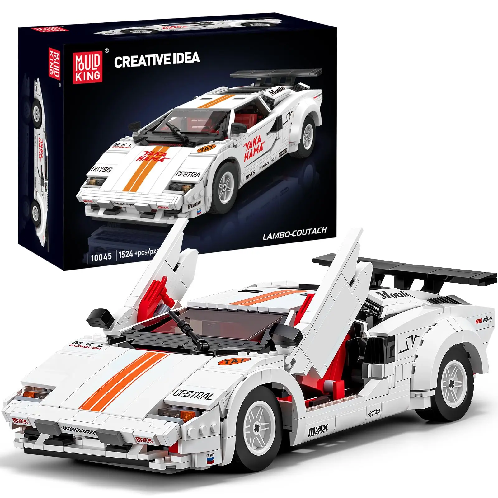 Mould King 10045 Technik Sport Car Building Set - 1524 Pieces BPA-Free Authentic Classic Lamborghini Countach, 12+ Years Above, 13.31×6.77×3.7inch, Boosts Hands-On Skills, Home/Office Display Toy, Birthday Gift