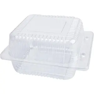 Clear Square Plastic Hinged  Containers, 50 count Cake Slice Containers, Disposable Clamshell Takeout Tray, 5.3x4.7x2.8 Inch