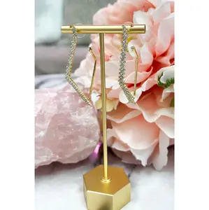 Amelia Embellished Diamond Hoop Earrings: Gold