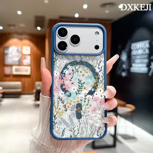 Whimsical Floral Garden Pattern Magnetic MagSafe Phone Case for iPhone 17 Air/16 Pro Max 15 Pro 14 13 12 11 Plus Shockproof Slim Protective Cover Casing