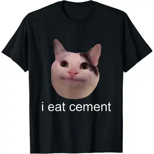 [100% Cotton] I Eat Cement Cursed Cat Funny Oddly Specific Meme T-Shirt Golf Gift T-Shirt For Men And Women